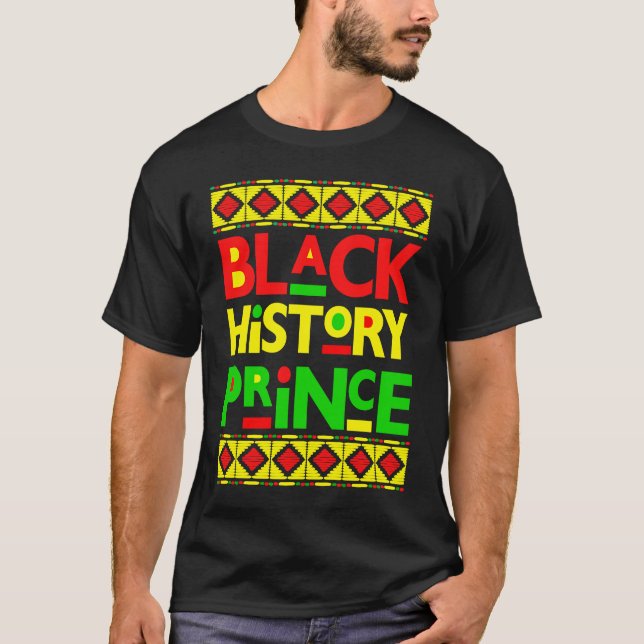 Black History Prince Melanin Boy Son Bruh Brown Sk T-Shirt (Front)