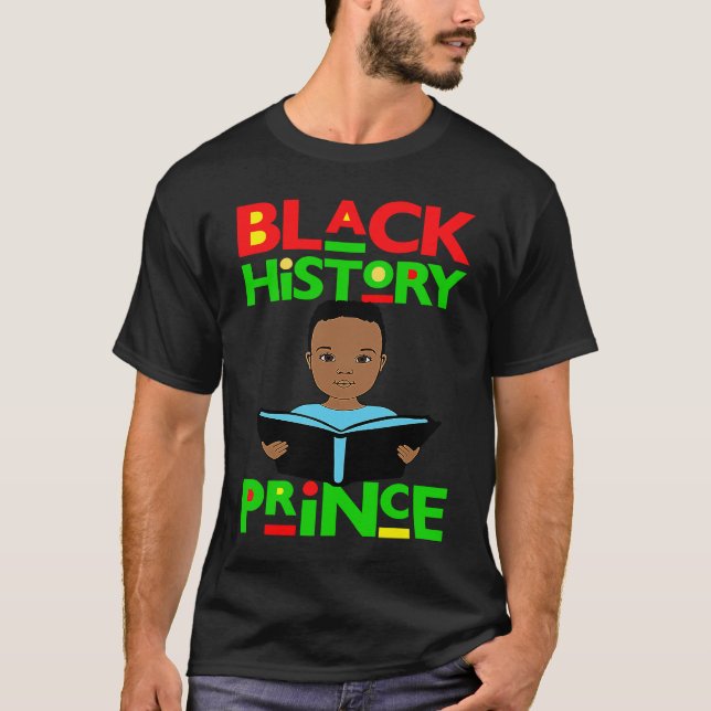 Black History Prince Melanin Boy Son Bruh Brown Sk T-Shirt (Front)