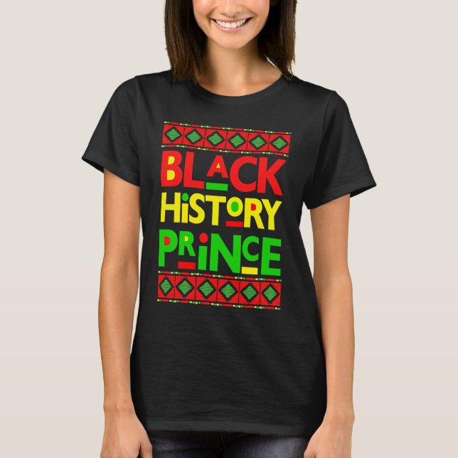 Black History Prince Melanin Boy Son Bruh Brown Sk T-Shirt (Front)