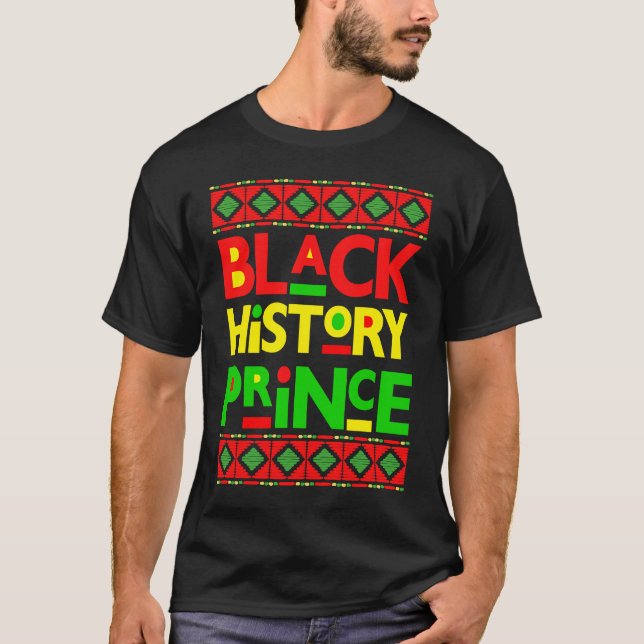 Black History Prince Melanin Boy Son Bruh Brown Sk T-Shirt (Front)