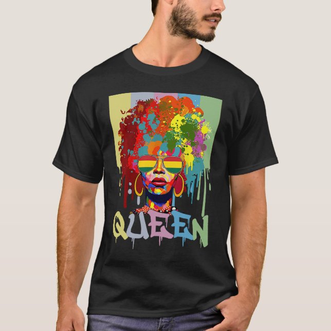 Black History Queen BHM Melanin Skin Pride Afro Gi T-Shirt (Front)