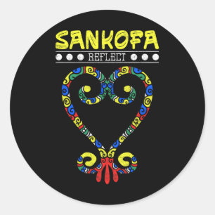 Black History Sankofa Heart Reflect African Birds  Classic Round Sticker