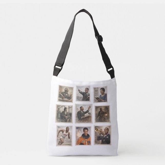 Black history stamps crossbody bag (Front)