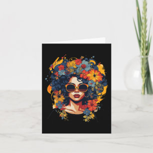 Black History T Shrits For Women Afro Flower Hair  Card