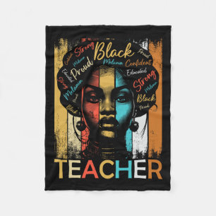 Black History Teacher African American Women Dashi Fleece Blanket
