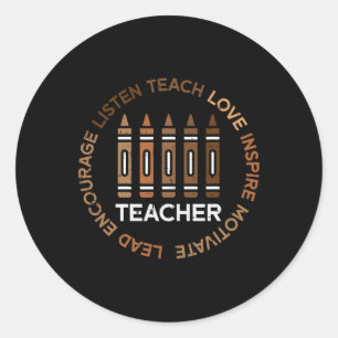 Black History Teacher Teach Love African American Classic Round Sticker
