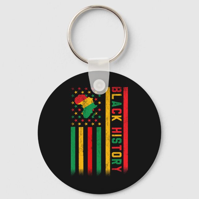 Black History Usa American Flag Month African Men  Key Ring (Front)
