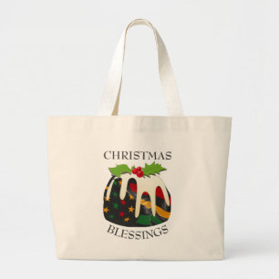 Black History USA Flag CHRISTMAS PUDDING Large Tote Bag