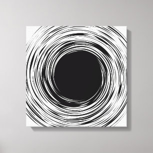 Black Hole abstract black and white design Canvas Print