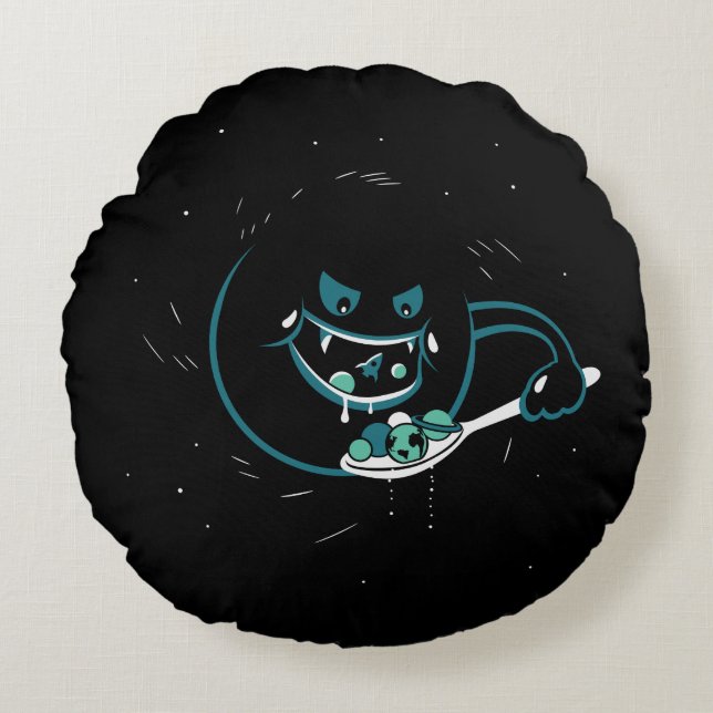 Black Hole Devours Round Cushion (Front)