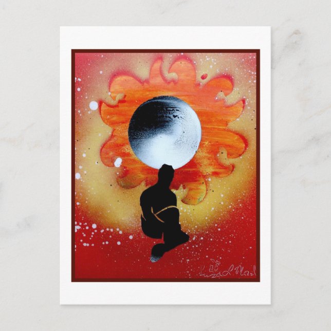 Black Hole Sun Behind Shadow Man Postcard (Front)