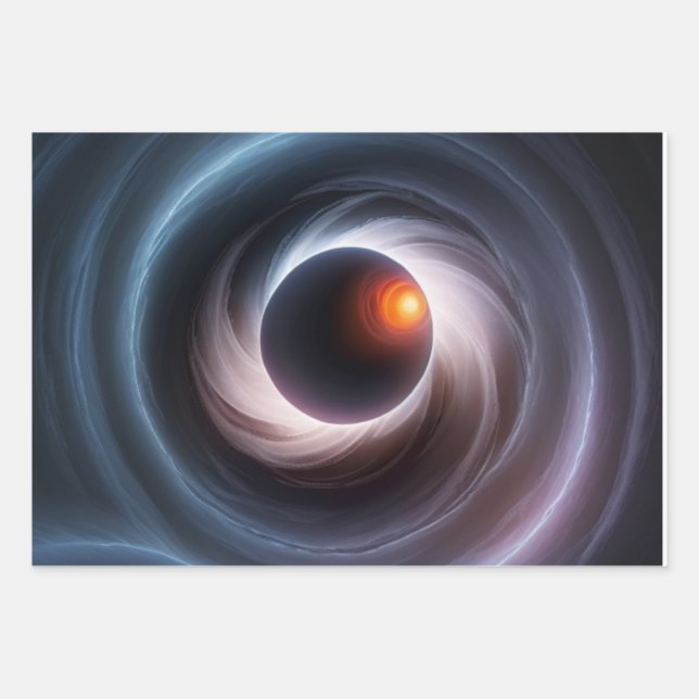 Black Hole Twisted Light Wrapping Paper Sheet (Front)
