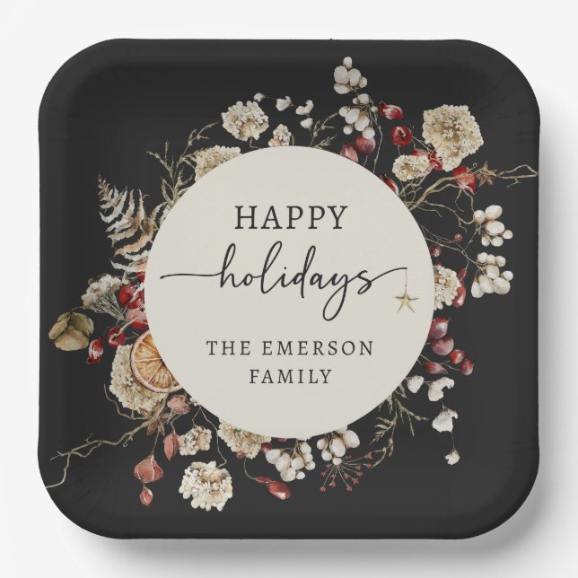 Black Holiday Paper Plate (Front)