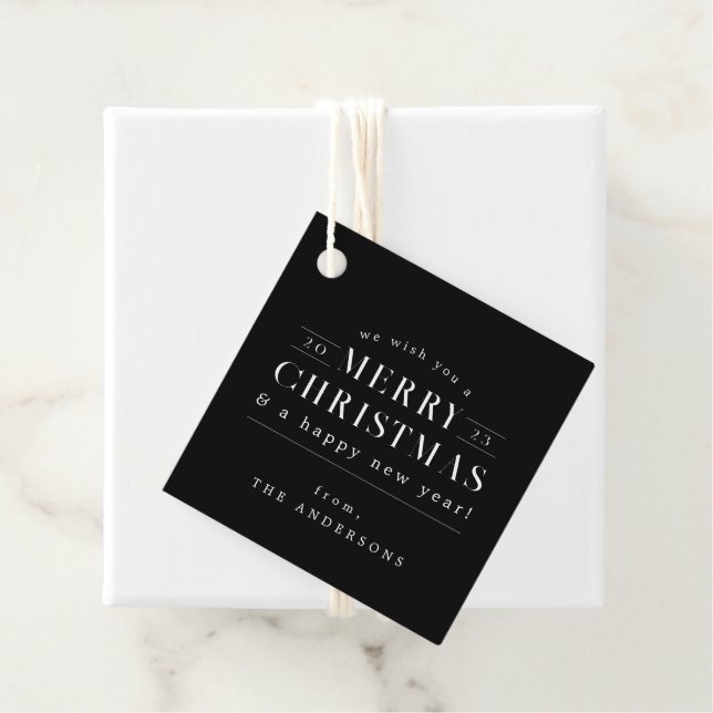 Black Holiday Plaid Christmas Favour Tags (In Situ)