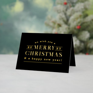 Black Holiday Plaid Photo Foil Christmas Card