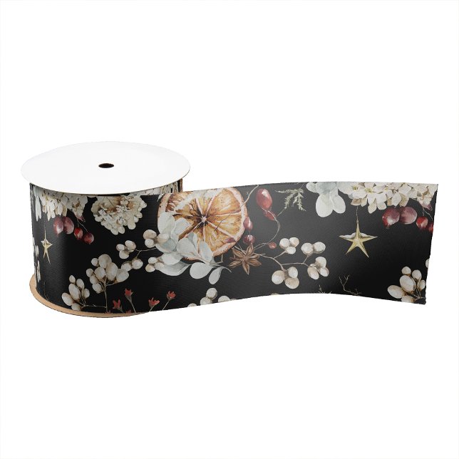 Black Holiday Ribbon Satin Ribbon (Boho Botanical Return Address Envelope
)