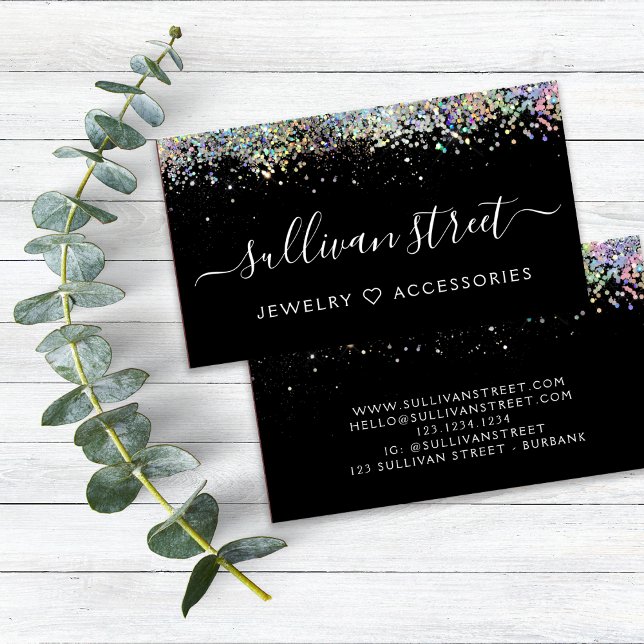 Black Holographic Glitter Business Card (Creator Uploaded)