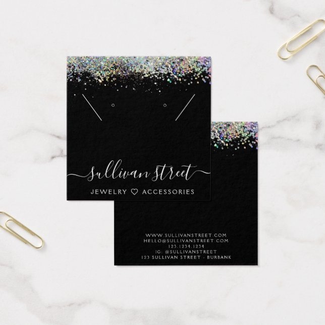 Black Holographic Glitter Earring Necklace Display (Office)