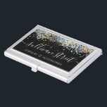 Black Holographic Glitter Jewellery Boutique Business Card Holder<br><div class="desc">Brand your jewellery business with this trendy holographic glitter design that can be personalised with your business name in a hand lettered font.</div>