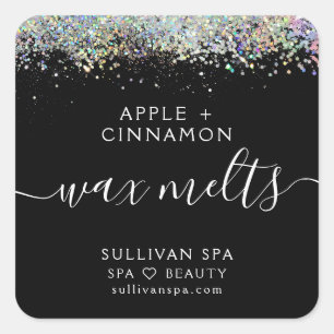 Black Holographic Glitter Wax Melts Label