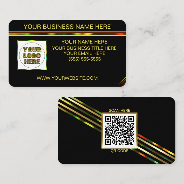 Black Holographic Personalised Business Card (Front/Back)