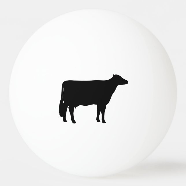 Black Holstein Cow Silhouette Ping Pong Ball (Front)