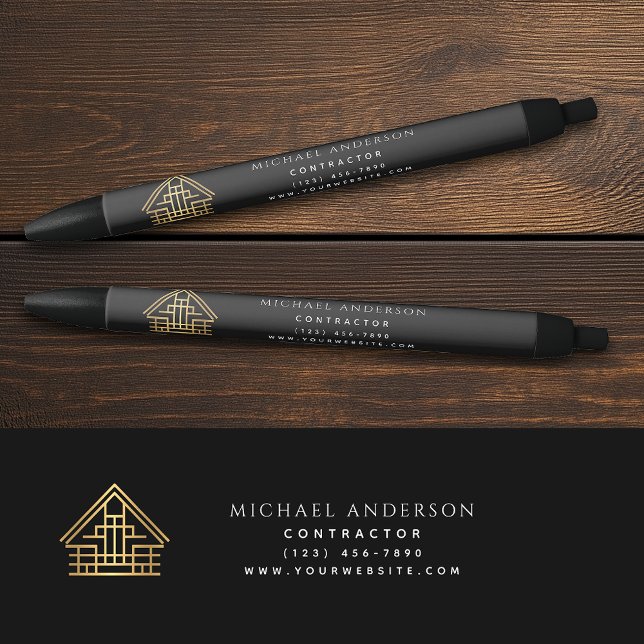 Black Home Building Construction Business Black Ink Pen (Creator Uploaded)
