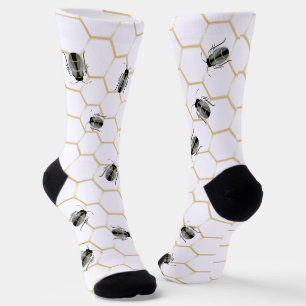 Black Honey Bee Honeycomb Design Socks