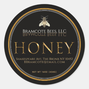 Black Honey Label Metallic Gold Vintage Bee