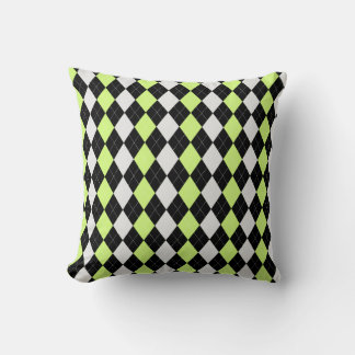 Black & HONEYDEW YELLOW Diamonds ARGYLE Pattern Cushion