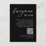 Black Honeymoon Wish QR Wishing Well Enclosure<br><div class="desc">Say "I do" to a modern wedding! Planning a wedding? You'll need modern calligraphy wedding day signs, wedding table decorations, and minimalist Calligraphy WeddingRustic Honeymoon Fund QR Wishing Well Cards. We offer modern calligraphy styles for all your needs. Order on Zazzle and I'll help you create your personalised design on...</div>