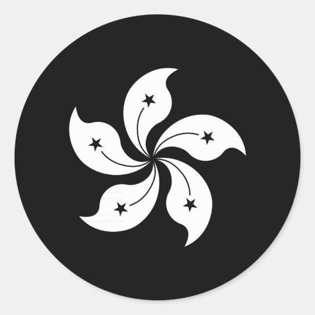 Black Hong Kong Orchid Flower Regional Flag Classic Round Sticker (Front)