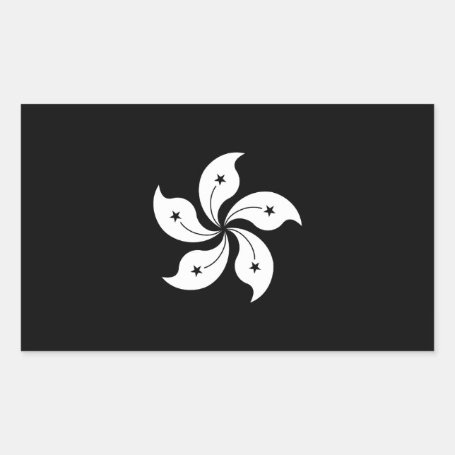 Black Hong Kong Orchid Flower Regional Flag Rectangular Sticker (Front)