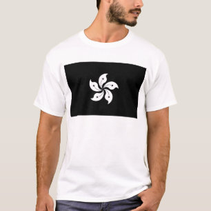 Black Hong Kong Orchid Flower Regional Flag T-Shirt