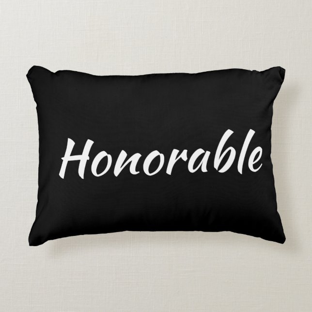 Black Honorable Affirmation Accent Decorative Cushion (Front)