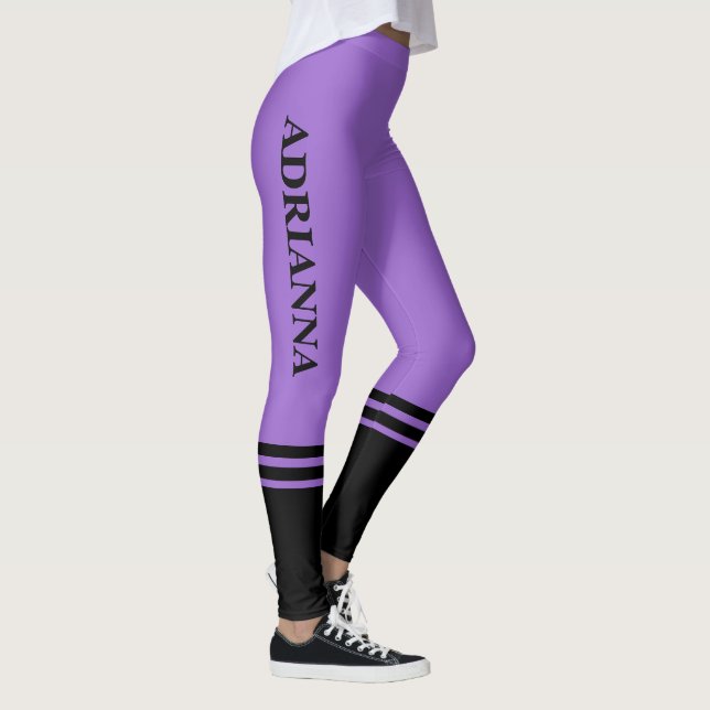 Black Horizontal Stripes | Name | Amethyst Leggings (Right)