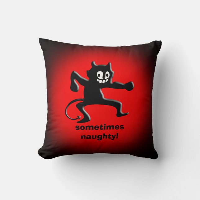 Black Horned Imp, Pointed Tail, sometimes naughty Cushion (Front)