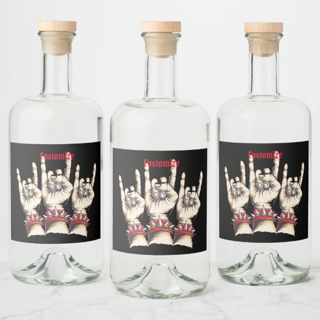 Black Horns Up  Liquor Bottle Label (Bottles)