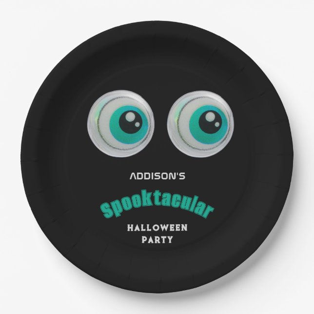 Black Horror Eye Spooktacular Halloween Party Paper Plate (Front)
