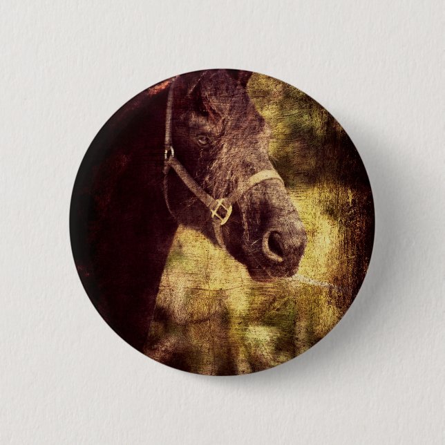 Black Horse 6 Cm Round Badge (Front)