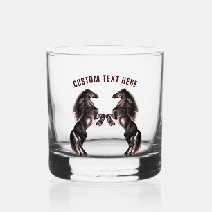 Black Horse and Custom Text Personalised Whiskey Glass