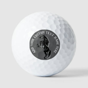 Black Horse and Custom Text Stamps Golf Balls