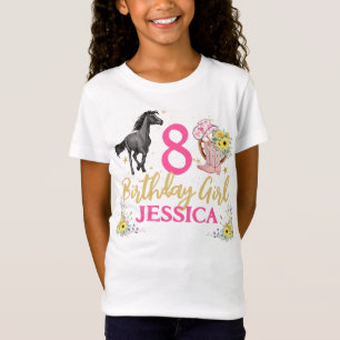 Black Horse and Flowers Birthday Party  T-Shirt
