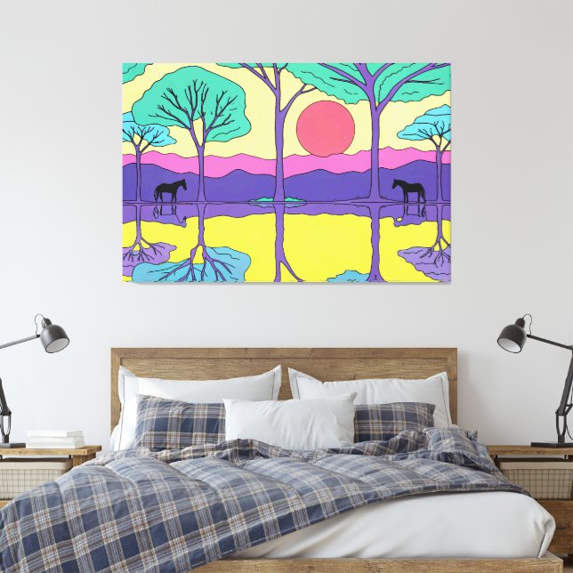 BLACK HORSE CANVAS PRINT (Insitu(Bedroom))