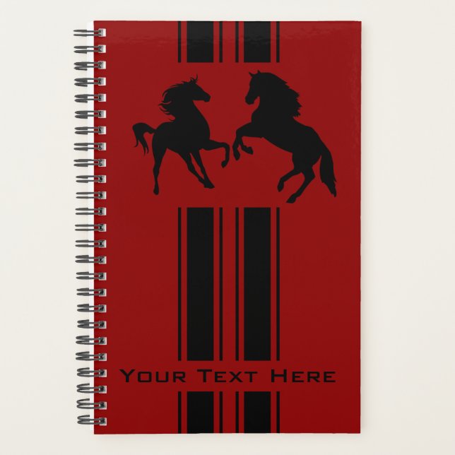 Black Horse Couple Planner Custom Text and Colour (Front)
