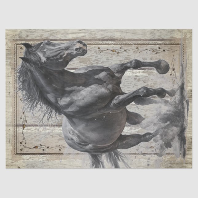 Black Horse Decoupage Tissue Paper (Front)