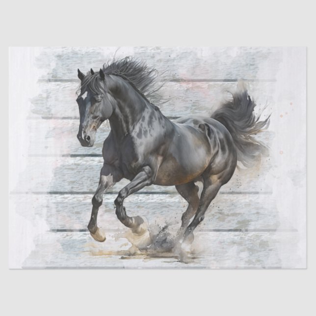 Black Horse Decoupage Tissue Paper (Front)