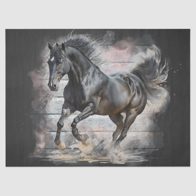 Black Horse Decoupage Tissue Paper (Front)