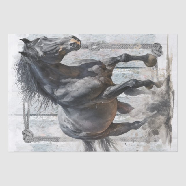 Black Horse Decoupage Tissue Paper (Front)