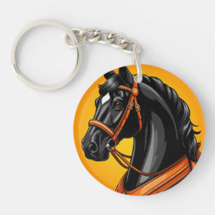🐎 Black Horse Design Animal Lovers Gift 🐎 Key Ring
